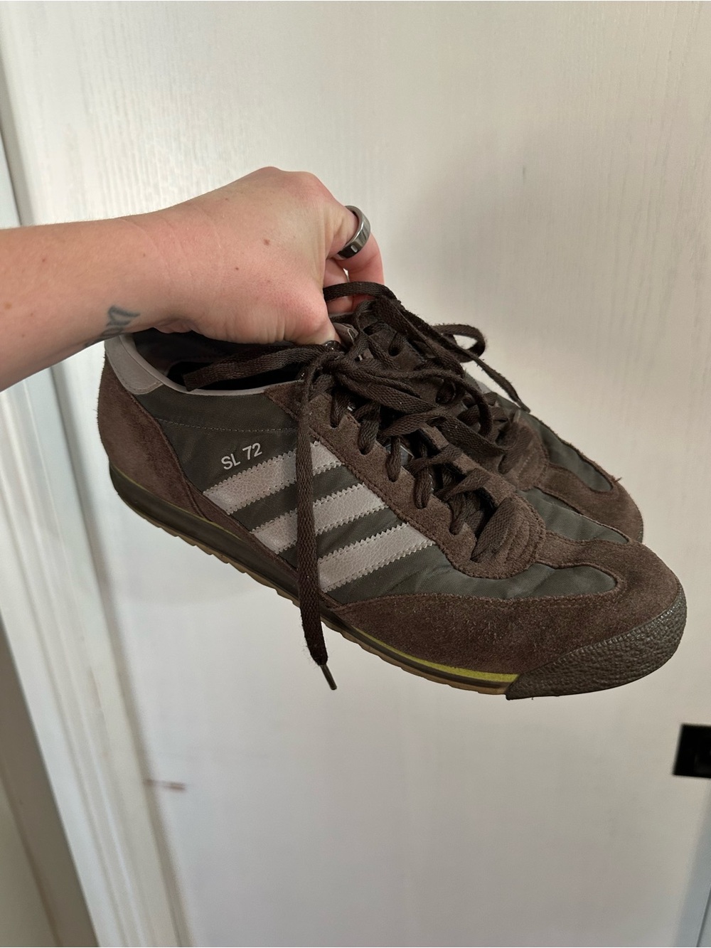 adidas SL 72 Men's Brown Suede & Gray Stripe Sneakers